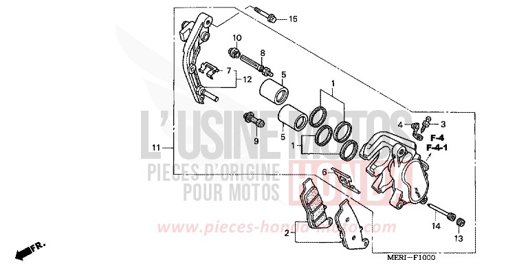FRONT BRAKE CALIPER (L.) for CBF600S ABS EXCALIBUR GRAY METALLIC (NHA13) from 2004